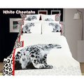 Dolce Mela Dolce Mela - White Cheetahs  Twin Size 4 Pieces Duvet Cover Set Animal Themed Luxury Bedding Set DM431T DM431T